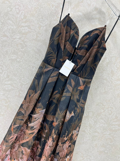 ZIMMERMANN STRAIGHT TUBE DRESS WITH HERRINGBONE PATTERN 269368
