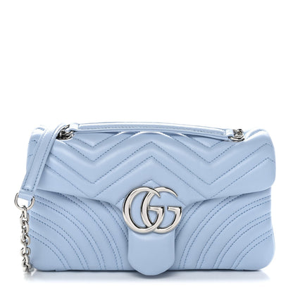 Lambskin Matelasse Medium GG Marmont Shoulder Bag  Light Blue
