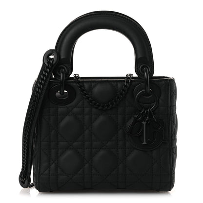 Ultra Matte Calfskin Cannage Mini Lady Dior Black