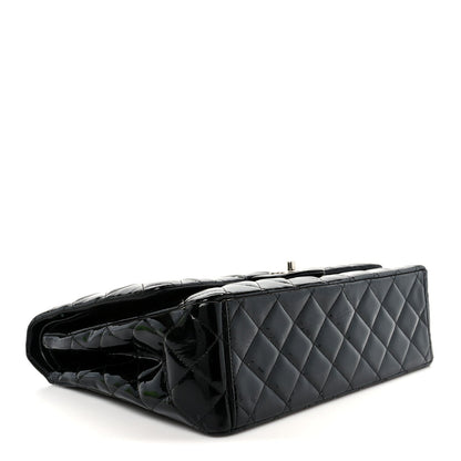 Patent Quilted Maxi Double Flap Black