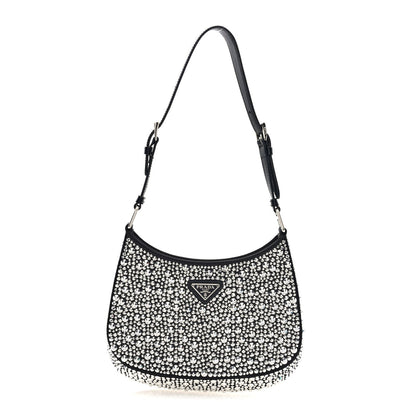 Satin Crystal Cleo Adjustable Strap Shoulder Bag Metal