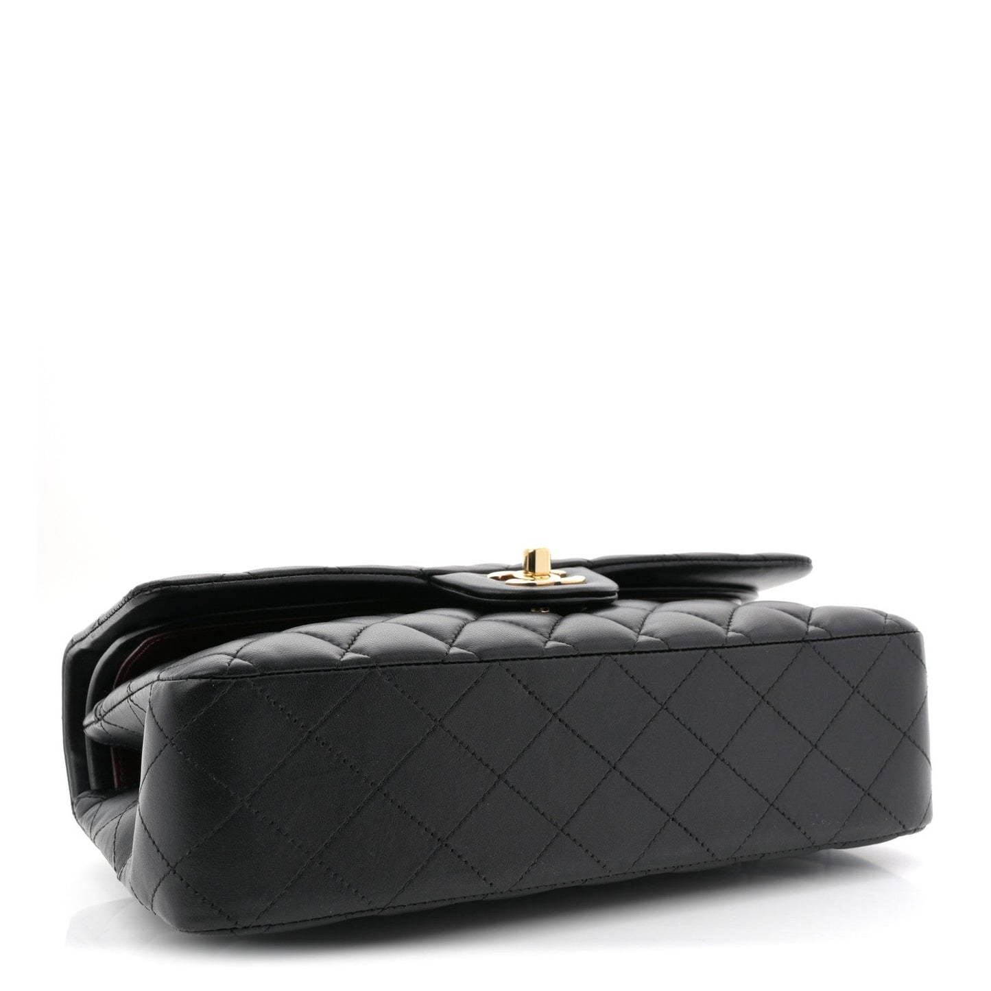 Lambskin Quilted Medium Double Flap Black
