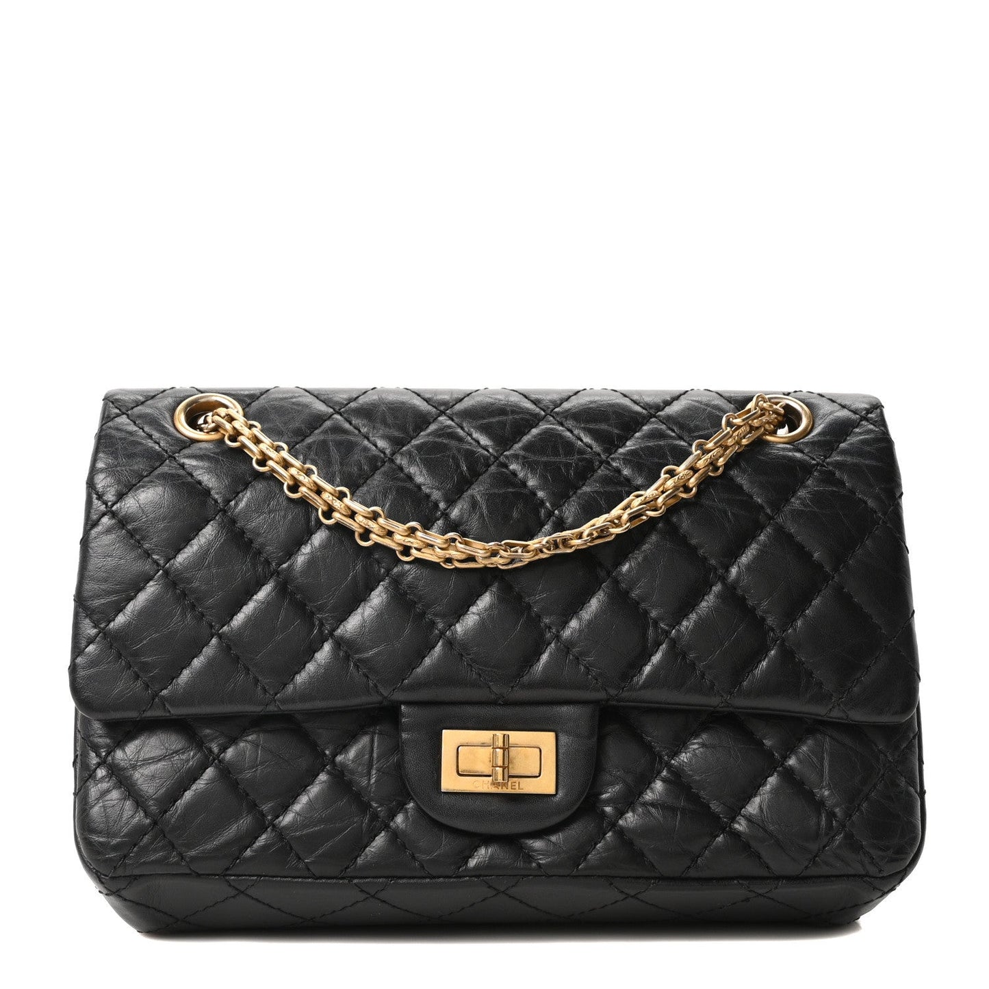 Aged Calfskin Quilted 2.55 Reissue 225 Flap Black