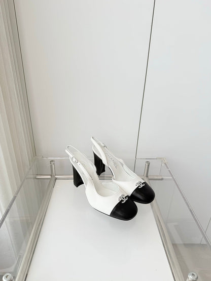 Chanel 26 High Heels Black White  90 in Lambskin 597387
