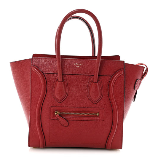 Drummed Calfskin Micro Luggage Red