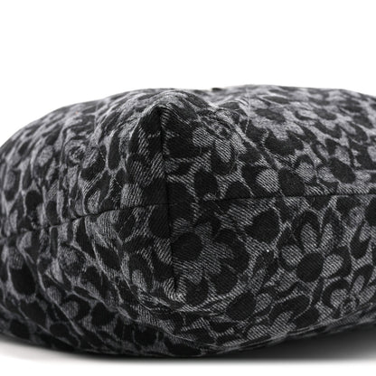 Denim Quilted Floral Print Small Chanel 22 Black