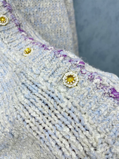 CC 2025 Cardigan Light Gray mix Purple Wool 325877