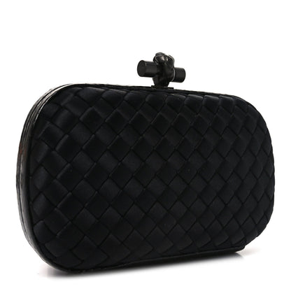 Satin Intreccio Impero Ayers Knot Clutch Black