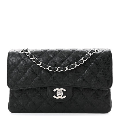 Caviar Quilted Small Double Flap Black