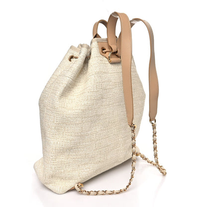 Lurex Boucle Large Deauville Backpack Beige