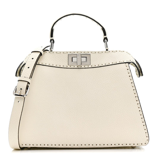 Cuoio Romano Selleria Chamois Small Peekaboo I SEE U Satchel White