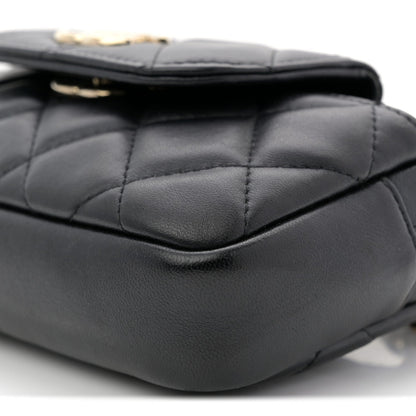 Lambskin Quilted Waist Bag Black