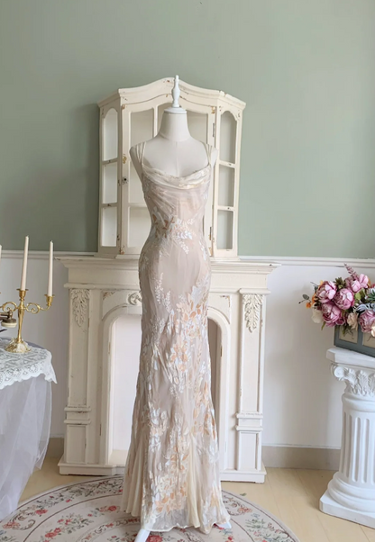 Elegant Mermaid Spaghetti Straps Long Chiffon Long Prom Dress Evening Dress P4328