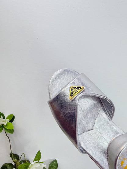 PRA 26SS Platform Sandals 75 Sliver Metallic Sheepskin 592386