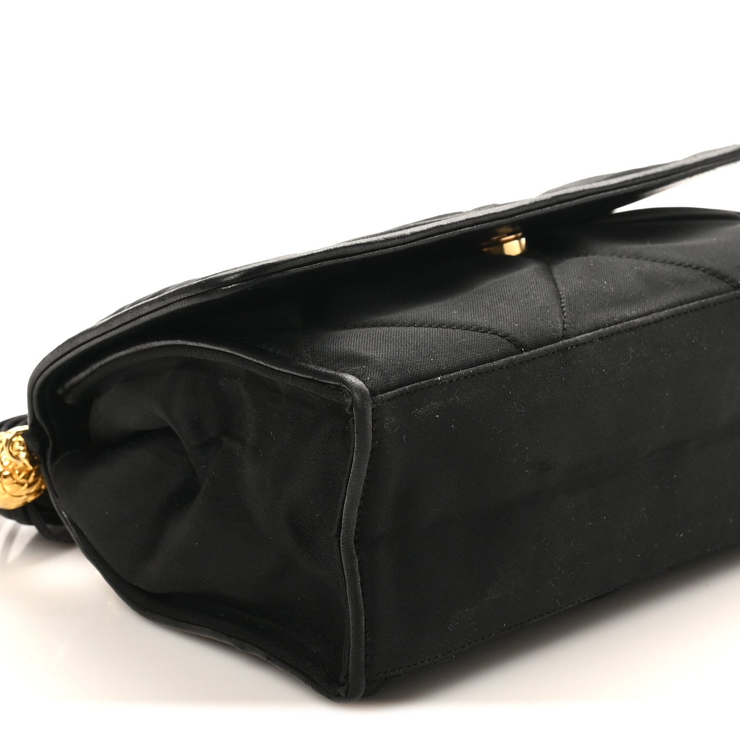 Satin Diamond Quilted Tassel CC Small Flap Bag Black