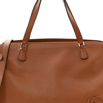 Calfskin Large Label Tote Brown