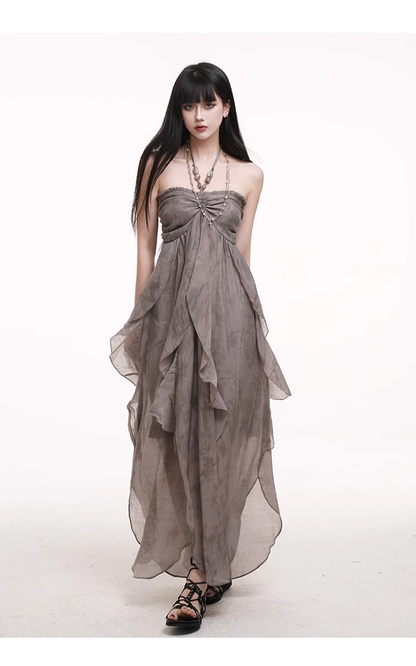 Simple Fashion Beach Party Chiffon Halter Dress TP2958