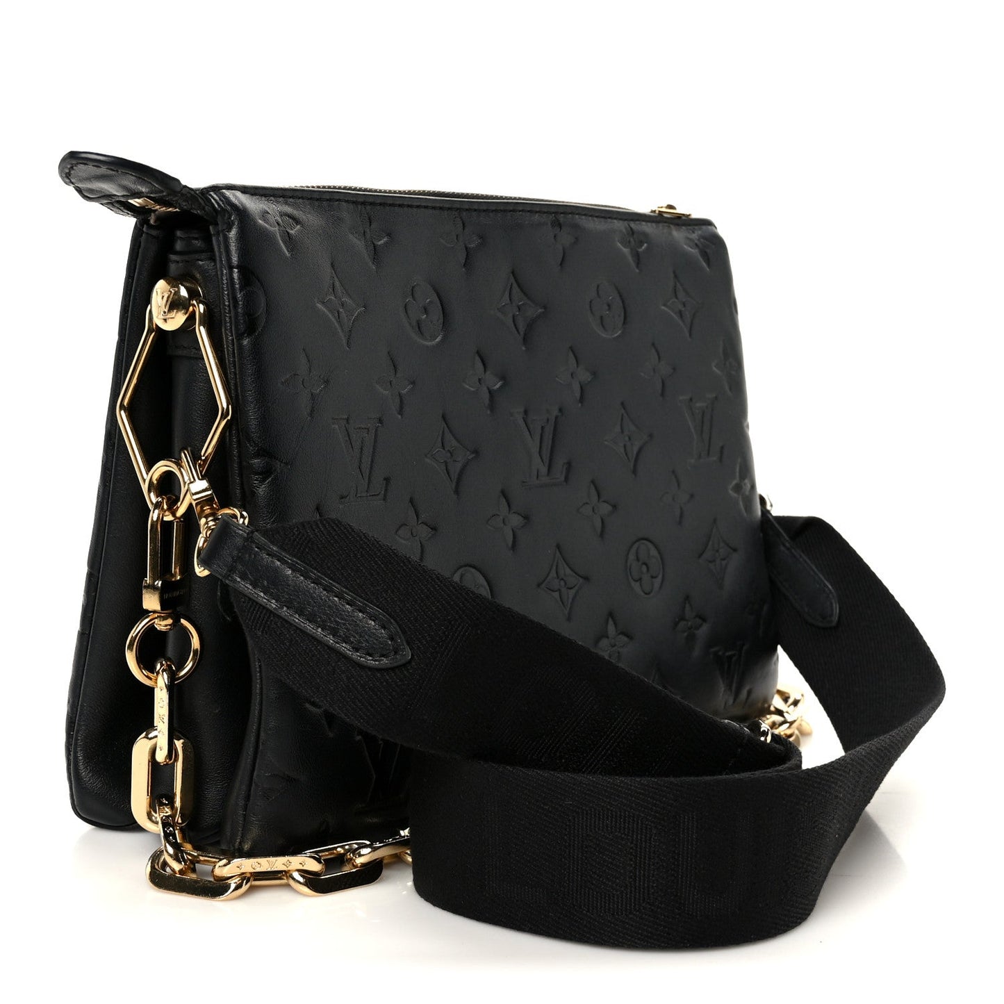 Lambskin Embossed Monogram Coussin PM Black