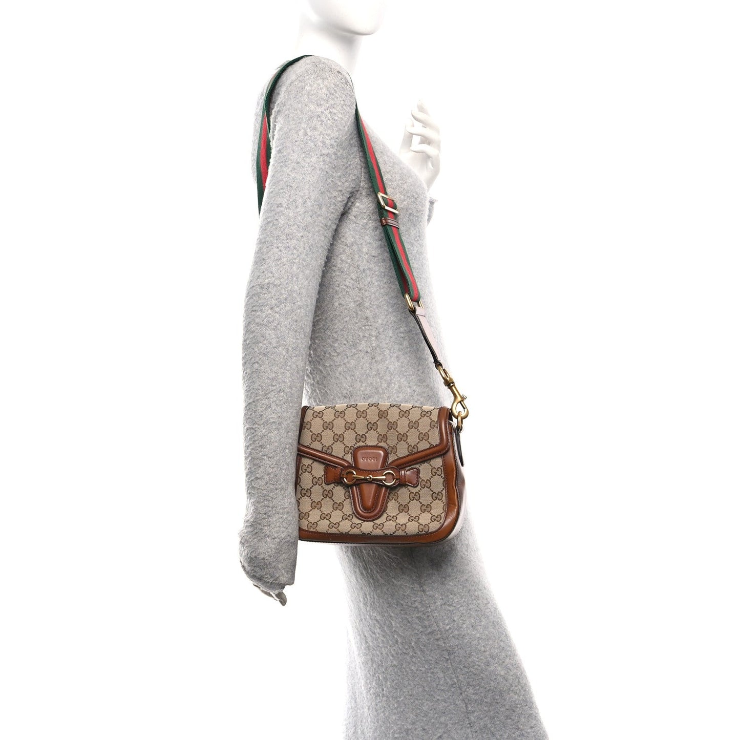 Monogram Medium Lady Web Shoulder Bag Beige Cuir