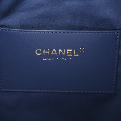 Washed Denim Quilted Medium Chanel 25 Handbag Blue