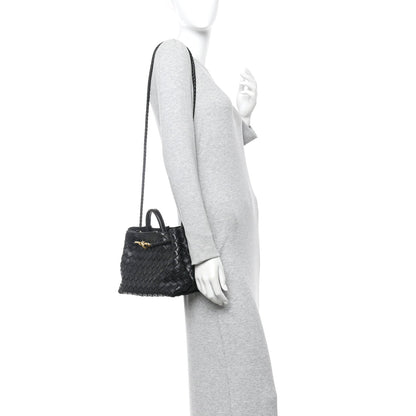 Nappa Intrecciato Small Andiamo Shoulder Bag Black