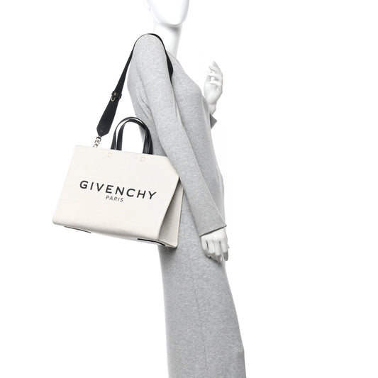 Canvas Medium G-Tote Beige Black