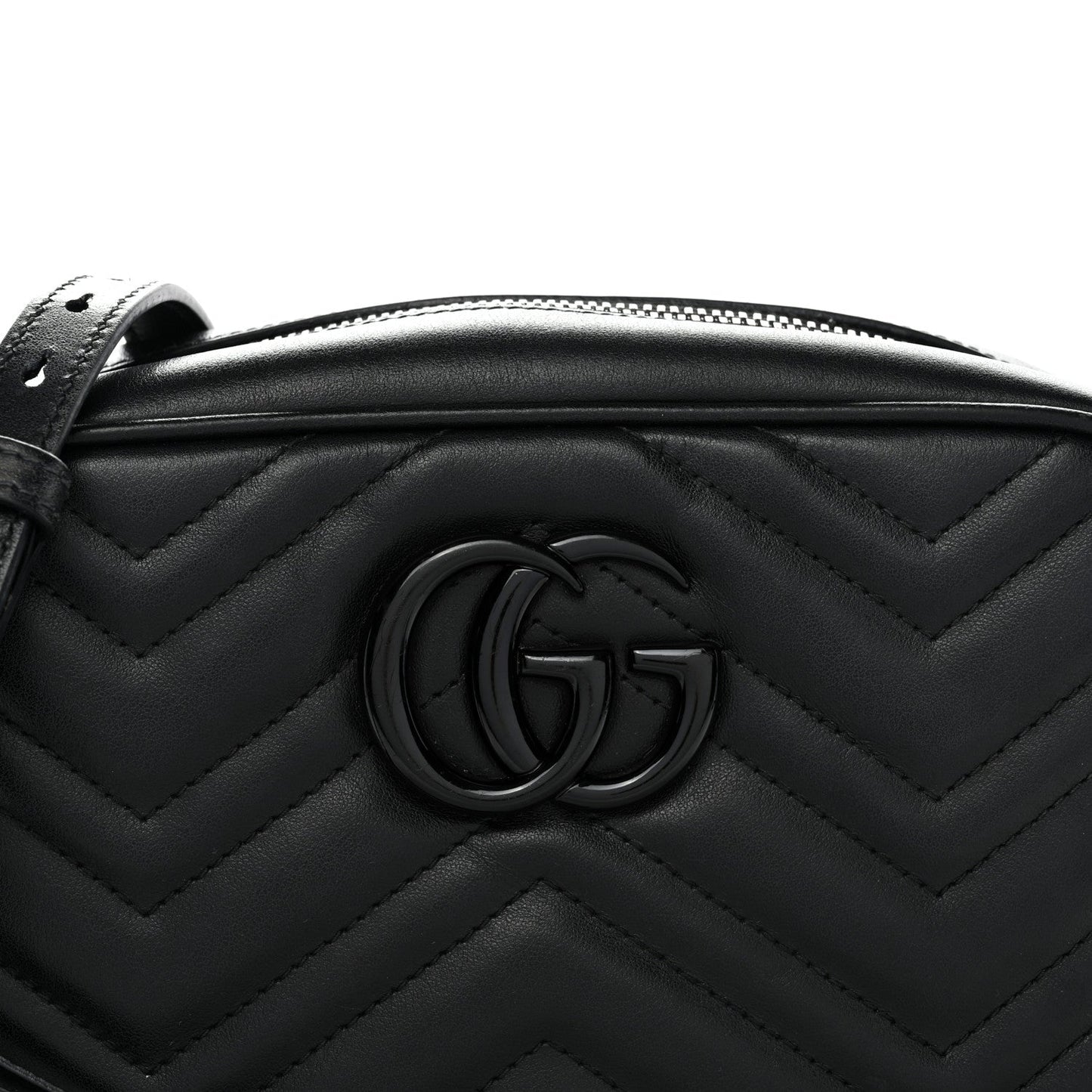 Calfskin Matelasse Monochrome Small GG Marmont Chain Shoulder Bag Black