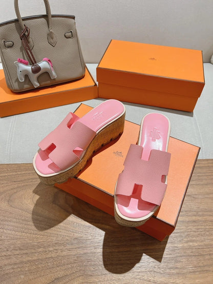 HM 25S HIGH WEDGE SANDALS IN PINK LAMBSKIN STYLE 31
