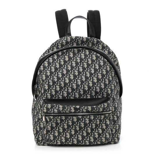 Oblique Calfskin Rider Backpack Beige Black