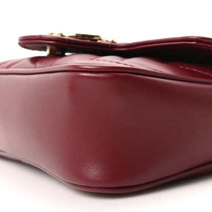 Calfskin Matelasse Super Mini GG Marmont Shoulder Bag Rosso Ancora