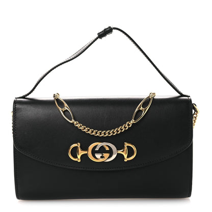 Smooth Calfskin Small Zumi Top Handle Shoulder Bag Black
