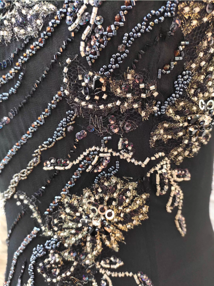 Vintage Black Mermaid Halter Neck Beaded Chiffon Long Prom Dress Evening Dress P4350