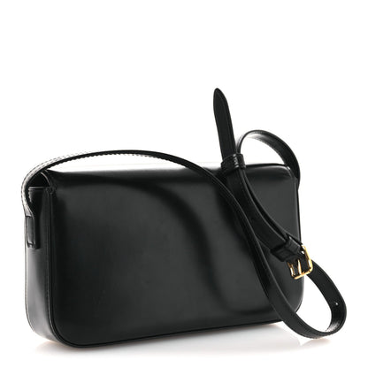 Shiny Calfskin Triomphe Shoulder Bag Black