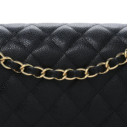 Caviar Quilted Jumbo Double Flap Black