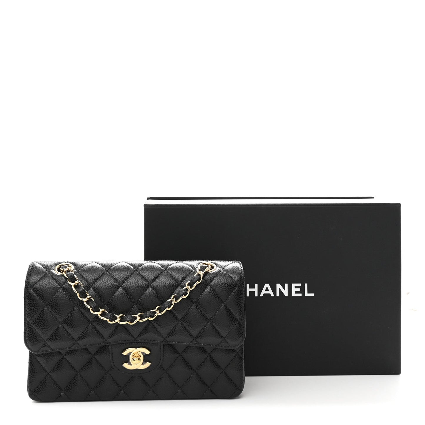 Caviar Quilted Small Double Flap Black