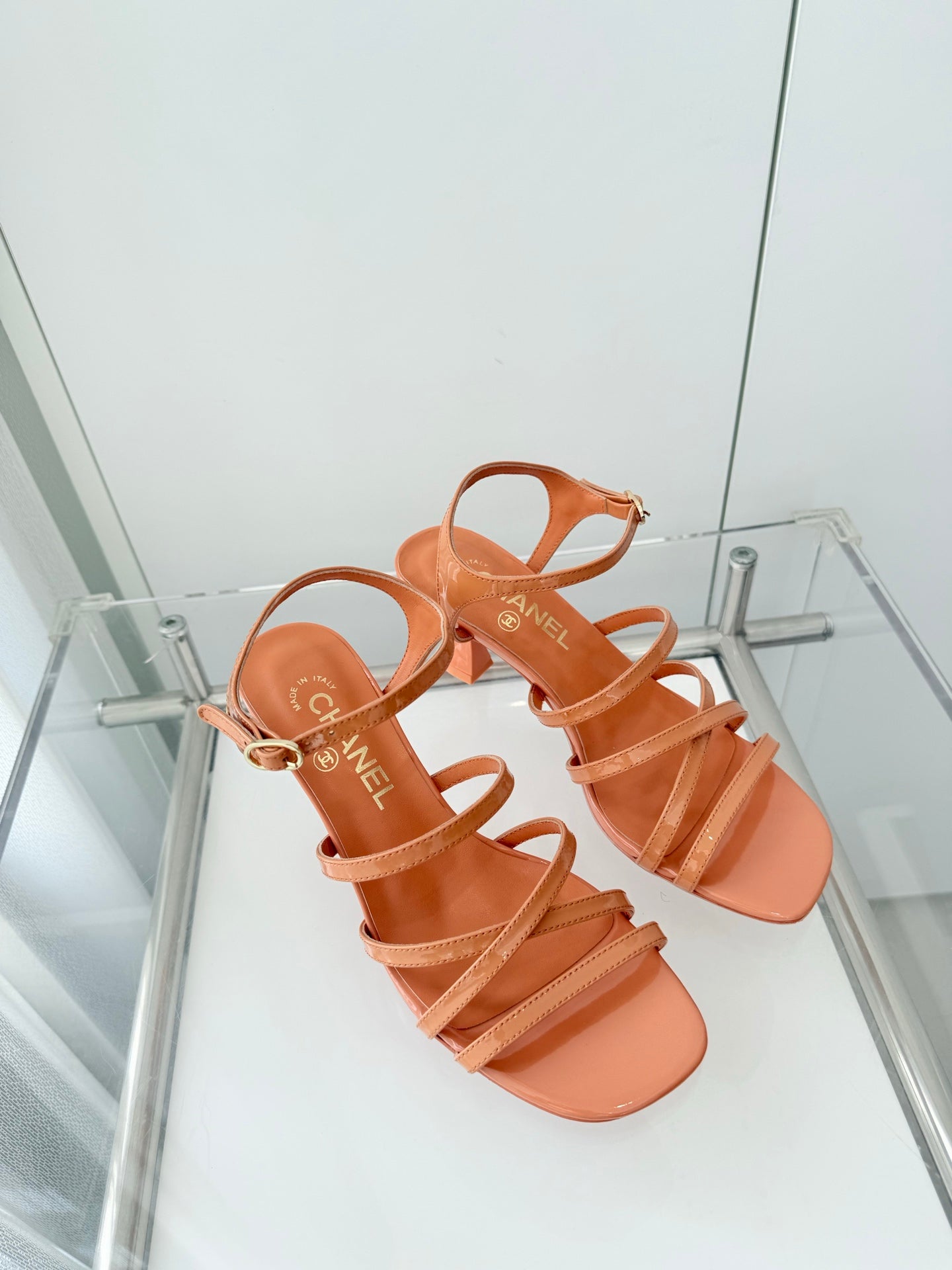 Chanel Cruise 26 Sandal 70mm Orange Lambskin 597355