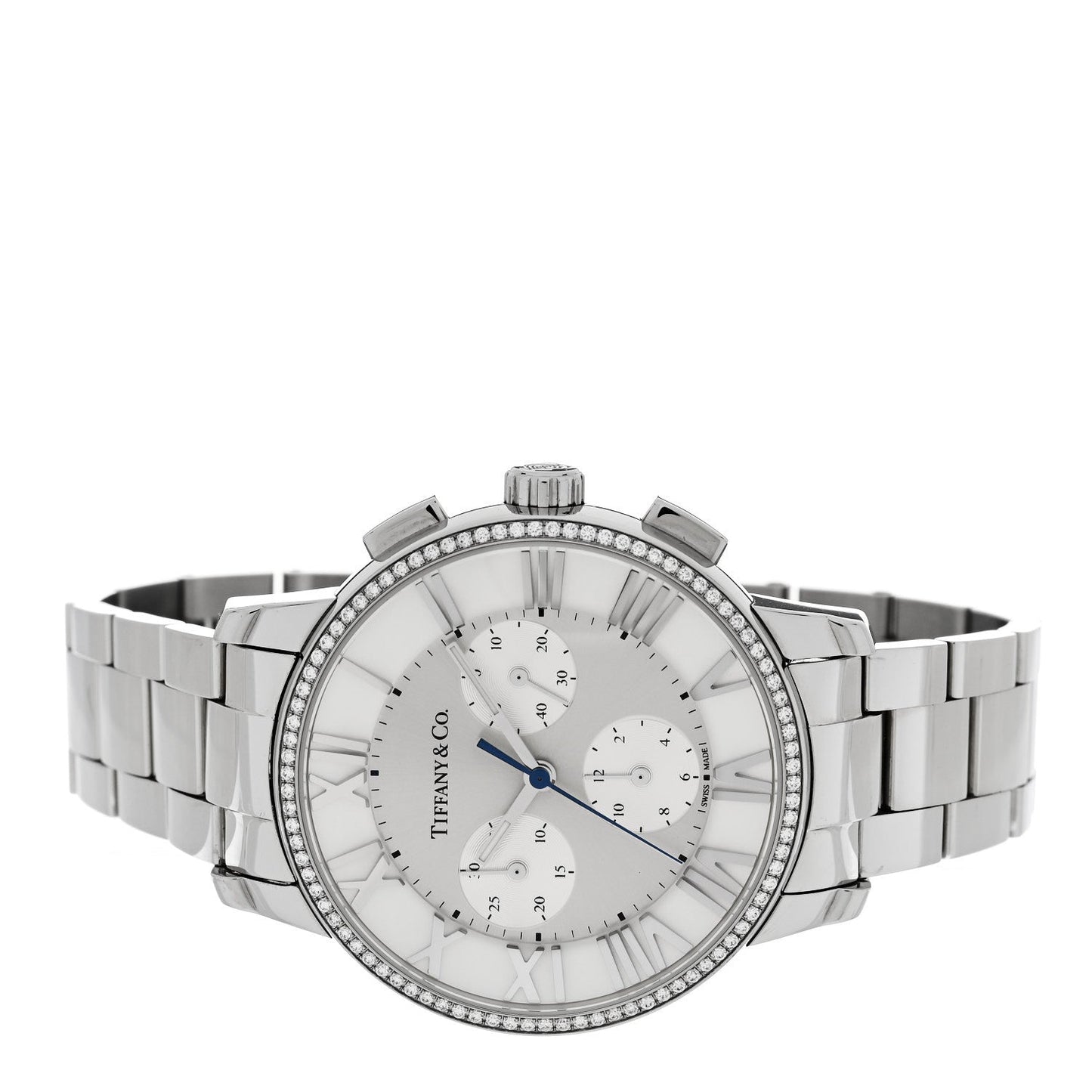 Stainless Steel Diamond Bezel 36mm Atlas Dome Chronograph Quartz Watch