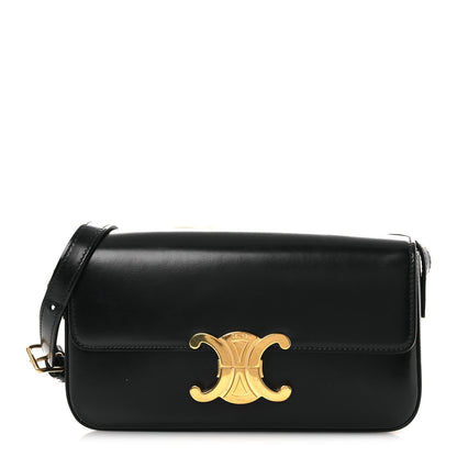 Shiny Calfskin Triomphe Shoulder Bag Black
