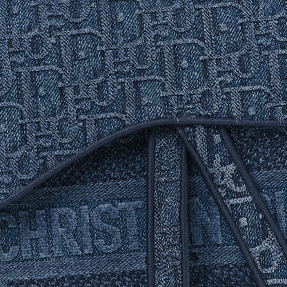 Oblique Embroidered Saddle Bag Denim Blue