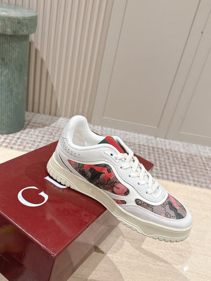 GG Re-Web Sneakers White Black Light Pink Calfskin 584475