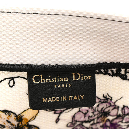 Canvas Embroidered Large Florilegio Book Tote White Multicolor