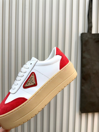Prada Downtown Bold Red White Nappa Leather & Suede 564145