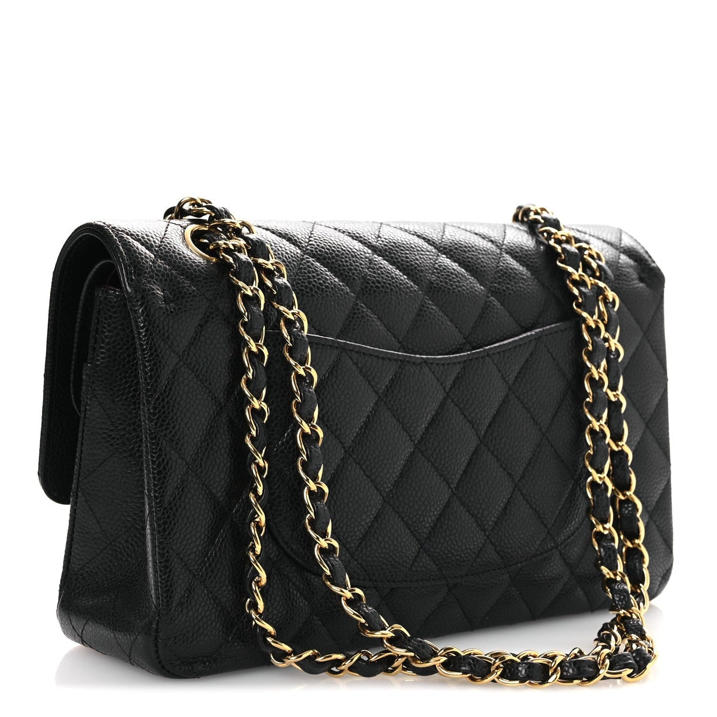 Caviar Quilted Medium Double Flap Black