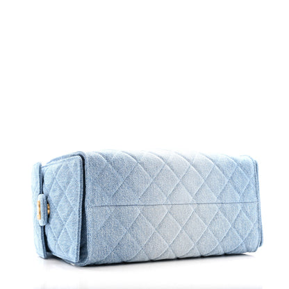 Washed Denim Quilted Small Chanel 25 Handbag Blue