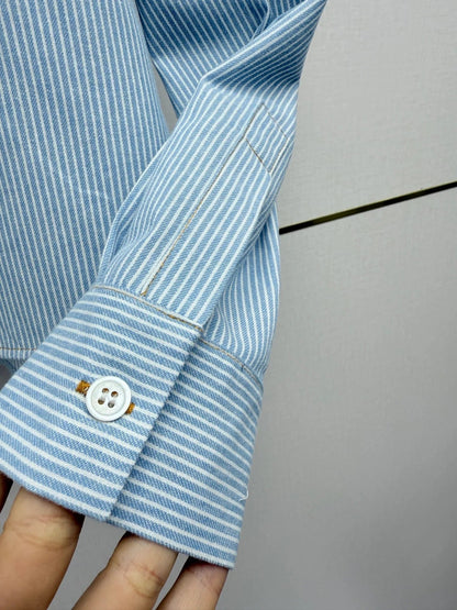 Miumiu 2026 Short-Sleeve Long-Sleeve Shirt Blue Cotton 351550