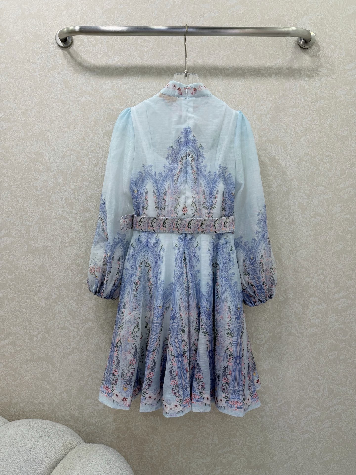 Zimmermann Eden Belted Mini Dress Blue Paisley Cotton 347324