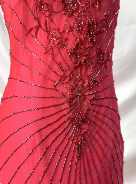 Vibrant Mermaid Thin Strap V-Neck Beaded Chiffon Long Prom Dress Evening Dress P4382