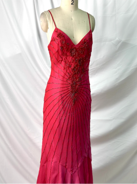 Vibrant Mermaid Thin Strap V-Neck Beaded Chiffon Long Prom Dress Evening Dress P4382