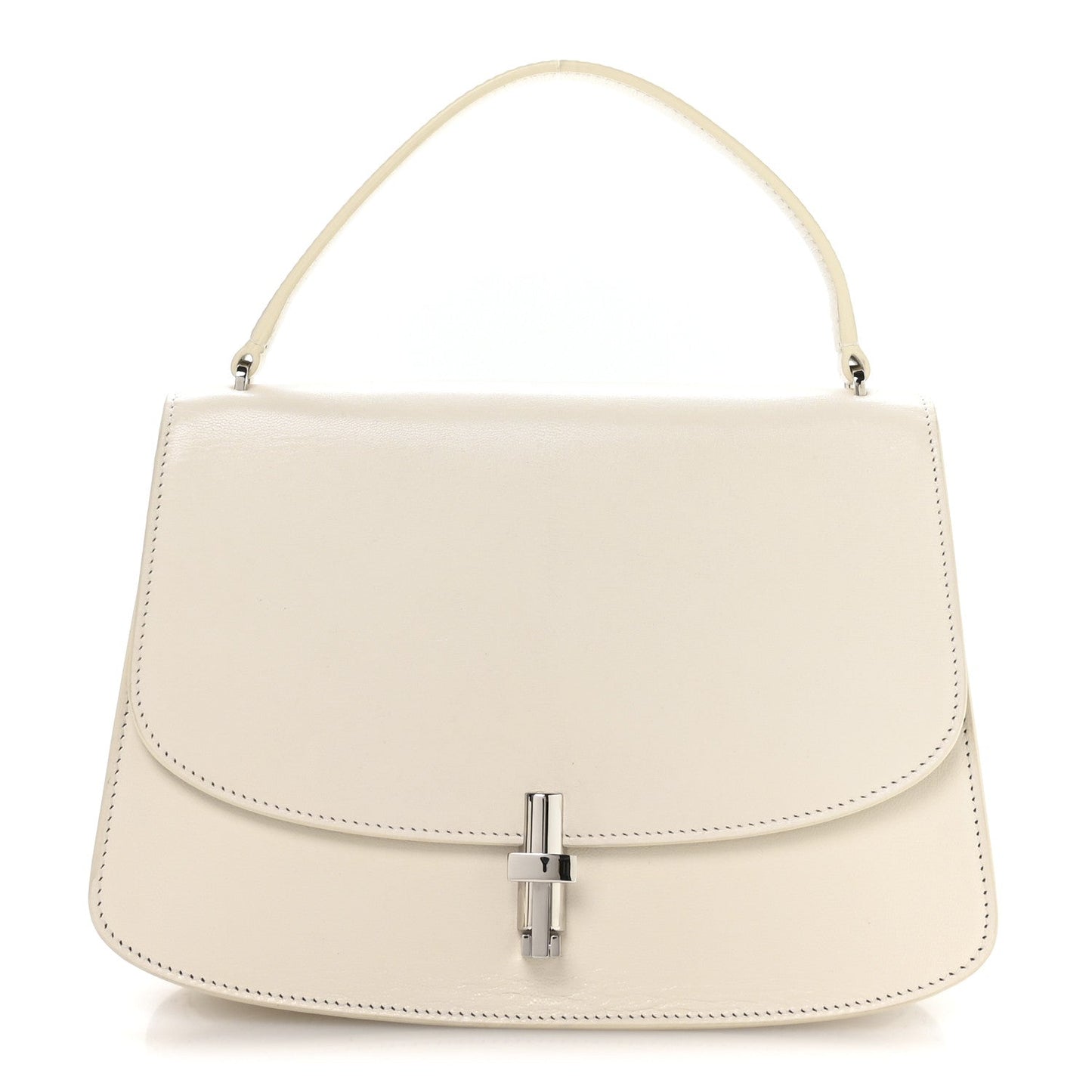 Sleek Calfskin The Sofia 10 Top Handle Ivory