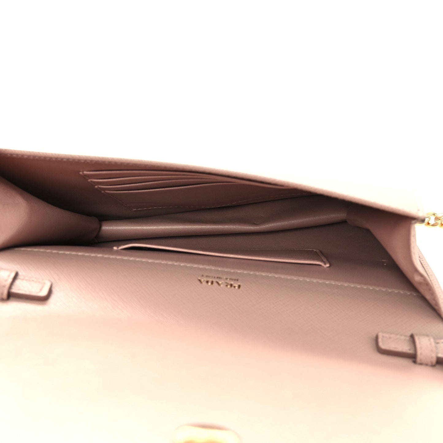 Saffiano Bandoliera Chain Crossbody Bag Cammeo